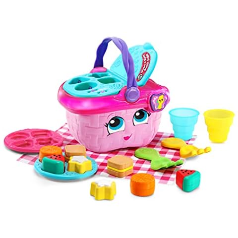 LeapFrog 603603 Shapes & Sharing Picnic Basket Baby Toy Educational and Interactive 16 Pieces for Creative and Learning Play For Boys & Girls 6 months, 1,2,3 Year Olds, Pink, One Size Cover