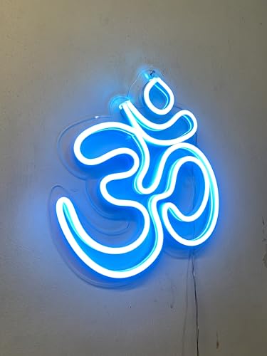 RGY Om Led Neon Light Sign for Wall, Office, Pooja room, Mandir Decoration, Home Decore, Diwali Gift - (8"Inch x 9"Inch - ICE BLUE)