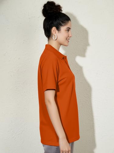 Image of LEOTUDE Half Sleeve Cottonblend Polo Tshirt for Women, Polo Neck Solid Tshirt Tops for Women's (ZGrey)