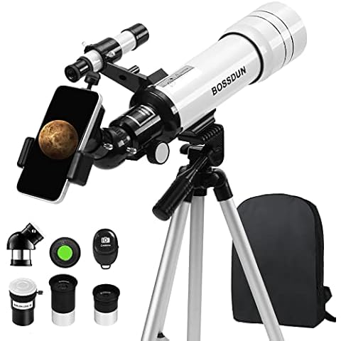 Telescopes for Adults Kids Beginners, 70mm Aperture 400mm Focal Length, Fully Multi-Coated Optics & BAK4 Prism, Astronomy Refractor with Tripod, Phone Adapter, Backpack Cover