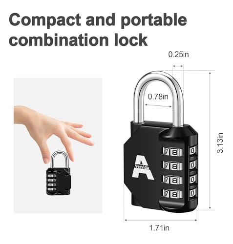 Image of Vervida Combination Padlock for Locker 4-Digit Combo Lock Outdoor Waterproof Padlock for Gym Locker Locks Luggage Lock Optional Letters-F, 2 Pack, Black-F