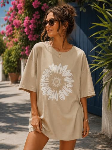 Image of ColorChakra Cotton Oversized Tshirt for Womens Down Shoulder Loose fit t-Shirt Women Baggy Style Oversize t-Shirt Korean fit