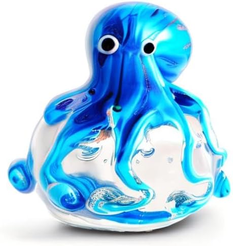 EUSTUMA Hand Blown Glass Octopus Figurine Ornament,Sea Animal Ornament for Fish Tank Aquarium,Sea Animals Collection for Birthday Gift,Glass Office Paperweight for Desk. - Image 7