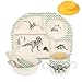 shopwithgreen 7Pcs/Set Bamboo Kids Dinnerware Set - Children Dishes - Food Plate Bowl Cup Spoon Fork Set Dishware, Cartoon Tableware, Dishwasher Safe Kids Healthy Mealtime, BPA Free