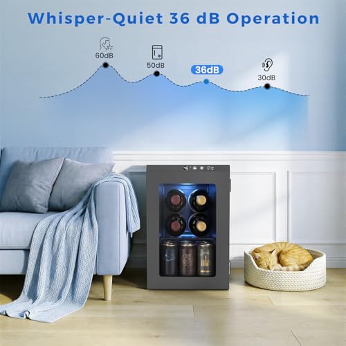 Image of Electactic Wine Cooler Refrigerator with Glass Door, Mini Wine Fridge for Red, White and Champagne, Built-in Wine Cellar, 40-61F Digital Temperature Control, Indoor Use