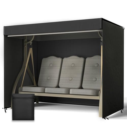 Lohofrnny Housse de Balancelle de Jardin 3 Places, 600D Oxford Balancelle Jardin Bache Imperméable Anti-UV Coupe-Vent pour Balancelle de Jardin, Hamac de...