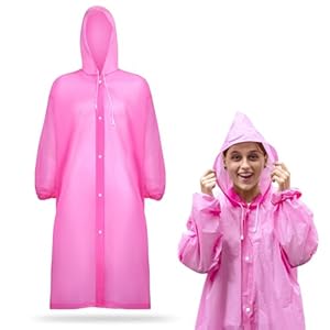 Rain Ponchos for Adults Reusable Rain Coats with Hood and Drawstring Thicken Ponchos Waterproof for Women