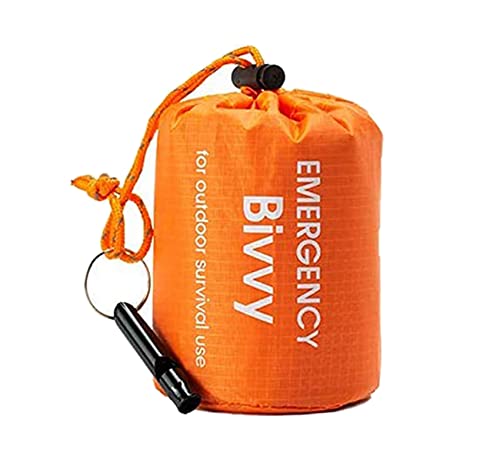BIGSHELESH Tente d'urgence, Survie, Sac de Couchage, Couverture Premiers Secours, Bivouac, avec sifflet Ultra légère, résistante à la Chaleur, Protection Cover