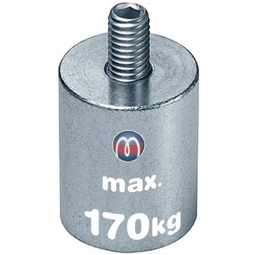 Uchwyt do prętów | magnes mocujący z neodymowego (NdFeB), z czopami gwintowanymi, Ø 6 mm – 63 mm, wymiary: Ø 63 | M12 x 20 | 170 kg siła przyczepności