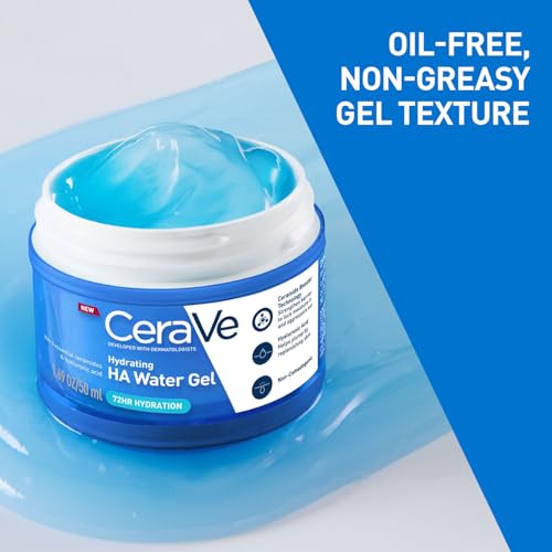 Image of CeraVe HA Water Gel with Hyaluronic Acid, Ceramides & Niacinamide for Plumpy hydration|Oil-free gel moisturizer| 3 sec fast absorption| Dermat recommended for Women & Men| 50 ml