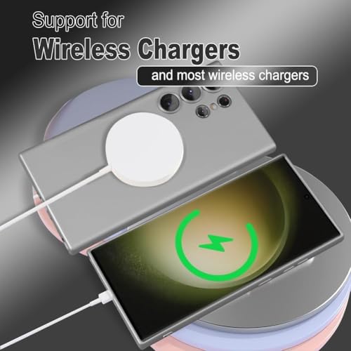 Image of DIZORO Samsung S25 Ultra Case, Compatible with Mag Safe, Matte Luxury Metallic Luster Flexible TPU Wireless Charging Shockproof Case with Camera Protector (New Silver.)