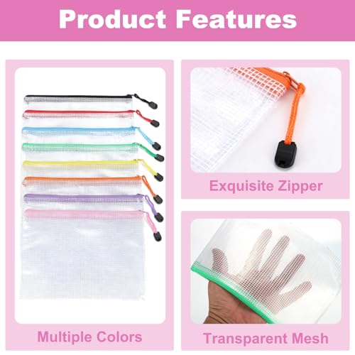 16 Stück A4 A5 Dokumententasche mit Reißverschluss–Wasserdichte Zipper Beutel für Aufbewahrung und Organisation,Reise Essentials,Büromaterial,Schule,Mappen A4, Geldtasche dokumententaschen(Mehrfarbig)