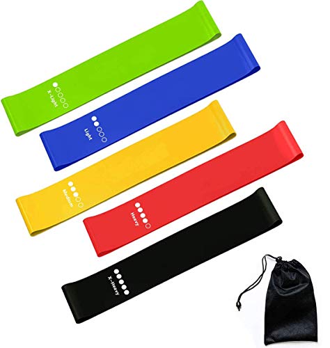 YFOX - Bandas de resistencia de 5 niveles de resistencia, látex natural elástico y una bolsa de transporte, adecuado para fitness, estiramiento, entrenamiento de fuerza, fisioterapia, yoga, bodhi