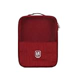 Bolsa De Viaje De Almacenamiento De Múltiples Zapatos, Caja De Zapatos De Separación Doble Seca Y Húmeda Con Cremallera Impermeable (Red wine)
