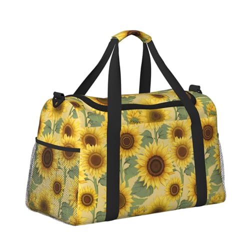 Cute Sunflower Print Foldable Carry On Tote Large Capacity Hand Carry Bag for Airplane Weekend Getaways3