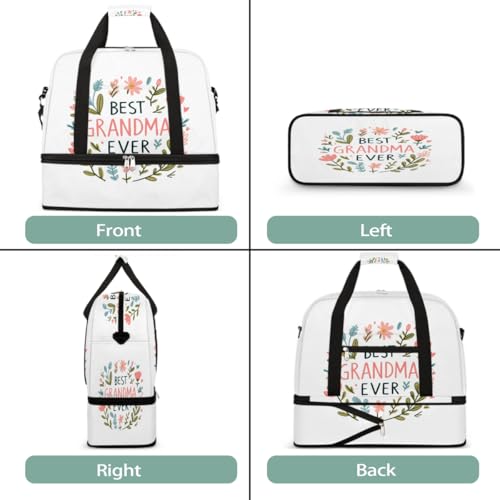 Sports Gym Bag Flowers Embroidery Large Travel Duffel Bag With Shoe Compartment Foldable Waterproof Carry-On Weekend Travel Bags for Camping Overnight Yoga Hospital Travel Bags3