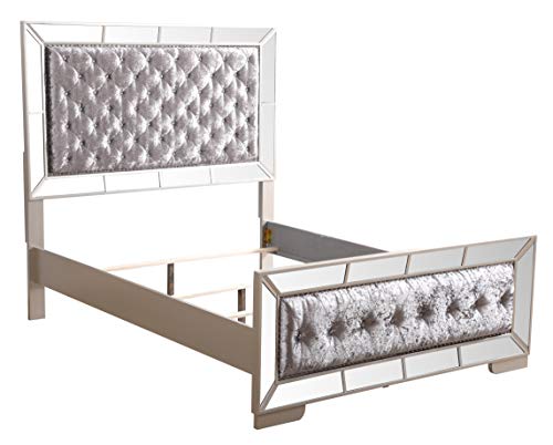 Glory-Furniture-Hollywood-Hills-Queen-Silver-Champagne-Bed-Room-Furniture-64-H-x-65-W-x-92-D Glory Furniture Hollywood Hills Queen Silver Champagne Bed Room Furniture 64 H x 65 W x 92 D