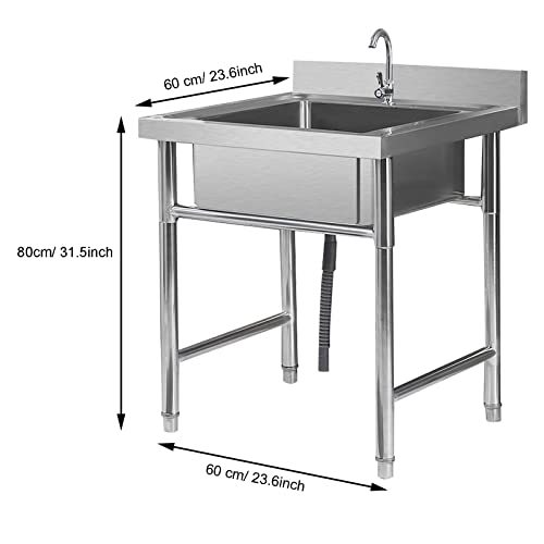 Évier carré simple en acier inoxydable durable avec robinet haut de gamme