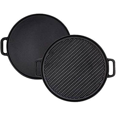 Reversible 12-Inch Double Handled Cast Iron Stovetop Grill/Griddle Cover