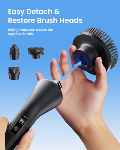 Leebein Electric Spin Scrubber, 2025 New Cordless Cleaning Brush Bathroom Scrubber, IPX7 Waterproof Shower Scrubber with 7 Brush Heads, Extendable Long Handle and 2 Speeds Scrubber for Bathtub Floor