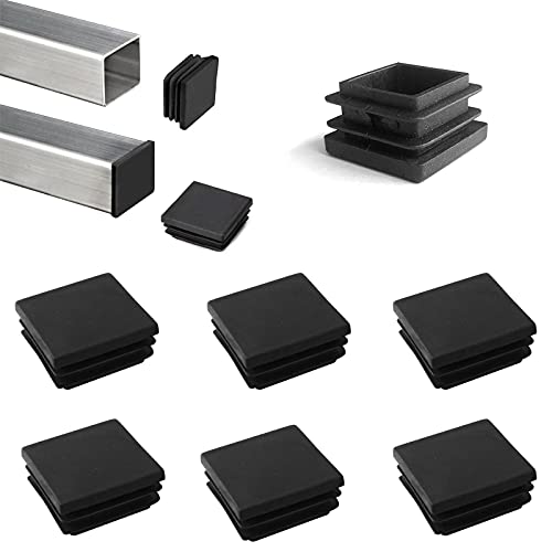 YouU 80 x 80mm Tapones de plástico Negro Cuadrados Alfombrilla Antideslizante Tapas de Tubo...