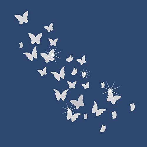 SULOLI Butterfly Shaped Mirror Wall Stickers Home Decal Acrylic Mirror Setting for Bedroom Living Room Decoration