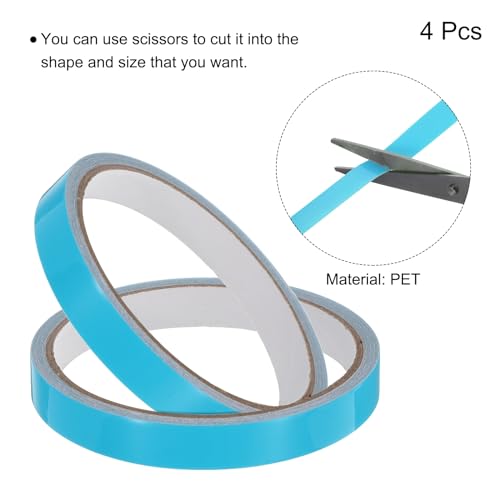 Image of uxcell 4Rolls Glow in The Dark Tape, 0.3 inch x 9.8 ft Fluorescent Adhesive Tape Luminous Tape for Stairs, Walls, Steps, Exit Sign, Home Decoration, Sky Blue