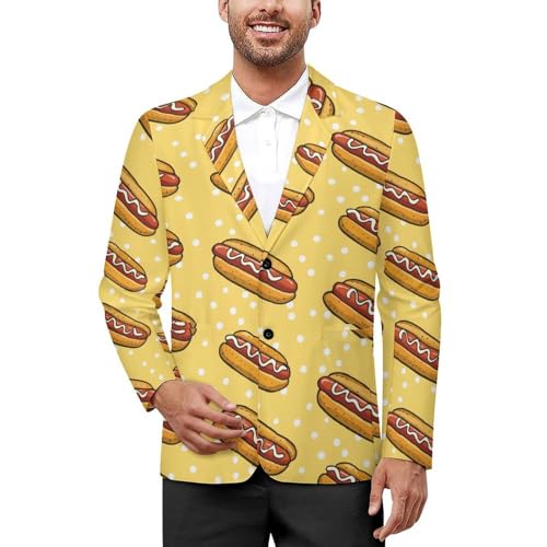 Hotdog Pattern Men's Suits Dress Business Formal Suit Print Jackets Coat For Wedding Party 2XL