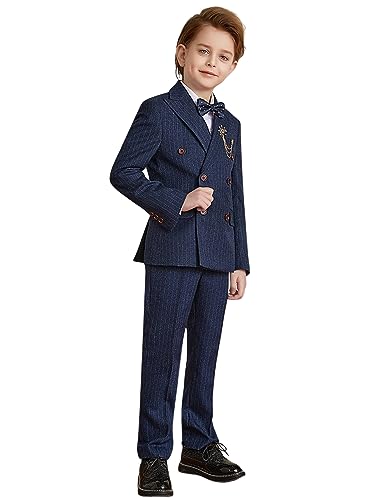 Costume garçon 3 pièces coupe tailleur haut de gamme à rayures tennis