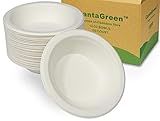 CantaGreen 12 OZ Compostable Bowls,100 Count Heavyduty Sugarcane/Bagasse and Bamboo Fibre Biodegradable Disposable Paper Bowls