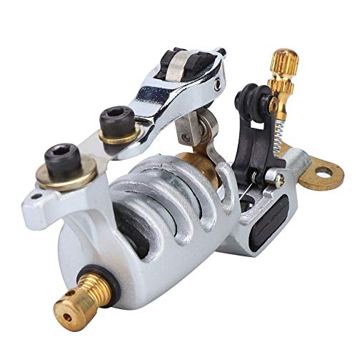 Rotary Tattoo Machine Gun, Tattoo Dragonfly Rotary Strong Motor Alloy Rotary Tattoo Machine Liner Shder Gun Permanent Makeup Tool Rotary Tattoo Machine For Shaer Liner Coloring Tattoo Device (Silver)