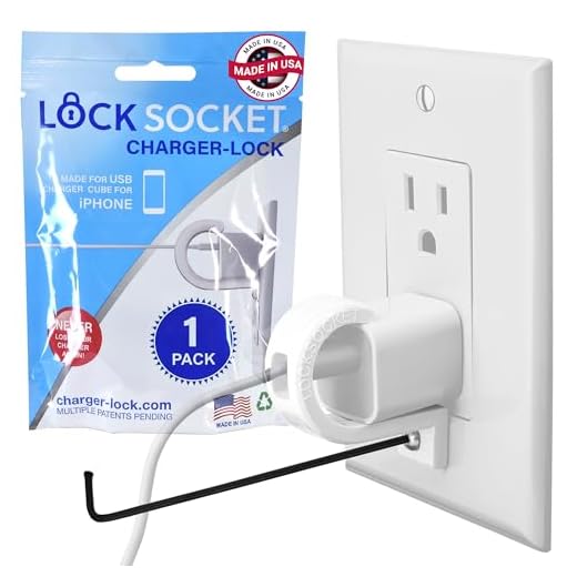 Lock Socket - Charger Lock - The Simplest Way to Lock Your Charger and Cord - Compatible with Factory provided iPhone Charger and Cord