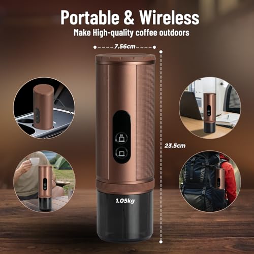 Image of Portable Coffee Machine: Electric Espresso Machine - Portable Coffee Maker for Travel,Camping,Car - Rapid Heating - 8 Cups of Coffee Per Full Charge - Compatible with Nespresso Capsules