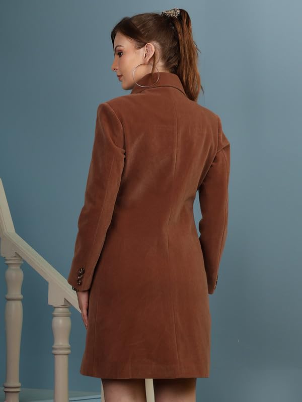 Image of PLAGG Women's Notched Lapel Long Overcoat