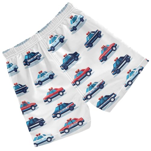Pigsaly Boys' Swim Board Shorts Warning Lights Red Blue Police Car Boy's Swim Trunks Kids Swimwear 4T2