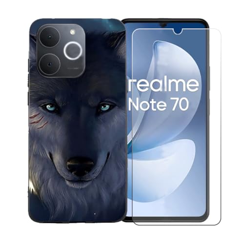 CongJiaLingXi�P�[�X�K�p�� Realme Note 70T (6.74") + �������ꂽ�K���X�X�N���[���v���e�N�^�[�A�_��ȃV���R�[���V�F���o���p�[TPU�ی�J�o�[�̂���,BST12