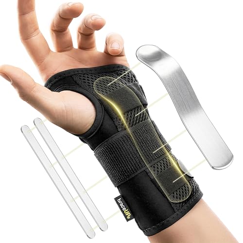 BraceUP Carpal Tunnel Wrist Brace with Metal Wrist Splint for Han...