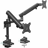 VIVO Premium Aluminum Full Motion Dual Monitor Desk Mount Stand with Lift Engine Arm, Pole Extension, and USB Ports, Fits Ultrawide Screens up to 40 inches, STAND-V102BDU