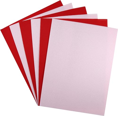 Image of KCS 4 /6 pc of 12 inch x 18 inch(30cmx45cm) 18CT Counted Cotton Aida Cloth Cross Stitch Fabric (6 pc, Pink+Red)