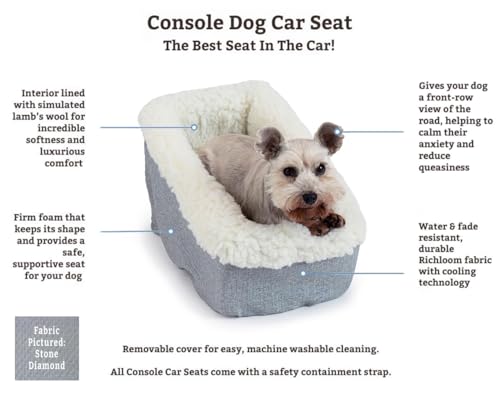 Image of Snoozer Console Pet Car Seat Cream Fur, Small, Grey