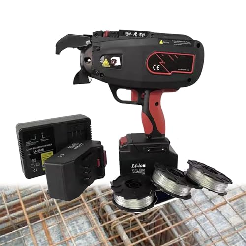 XARONF Máquina atadora de barras de refuerzo automática portátil, herramienta de nivelación de barras de refuerzo eléctrica de mano, máquina de encuadernación eléctrica for hormigón armado con 2 bater