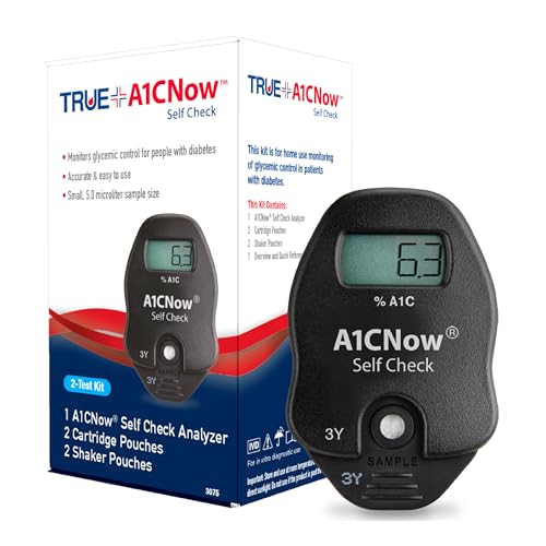 TRUEplus A1CNow SelfCheck, A1C Home Test, Includes Analyzer and 2 Tests, Displays Results in 5 Minutes, For Monitoring Glycemic Control in People with Diabetes, Fingerstick Sample