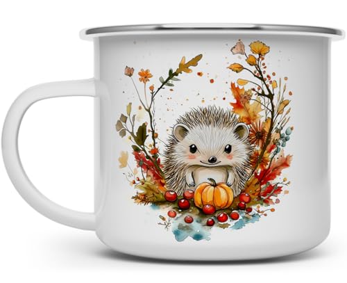 Taza campamento bosque otoño con diseño erizo 16oz miniatura 1