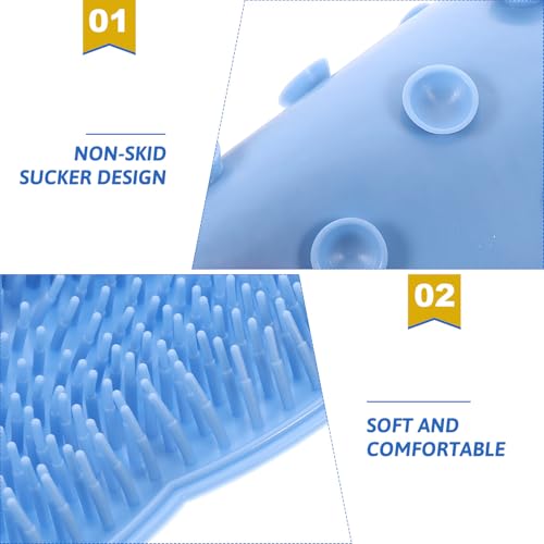 Almohadilla de silicona TPR para ducha en azul claro con ventosas 4