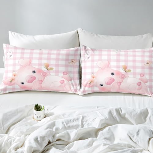 Housse de couette fleur florale lit king size rose plaid - 5
