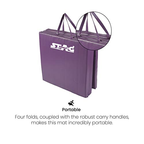 Image of STAG Multi-Purpose Foldable Fitness MAT 180 CM X 60 CM X 40 MM | Use as Tumbling mat, Gymnastics mat, Crash pad | Thick Foam | for Both Men and Women