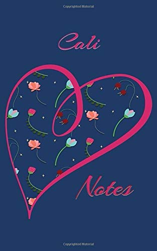 Cali Notes: Personalized Journal with Her Name (Heart/Flower Design on Navy Blue)