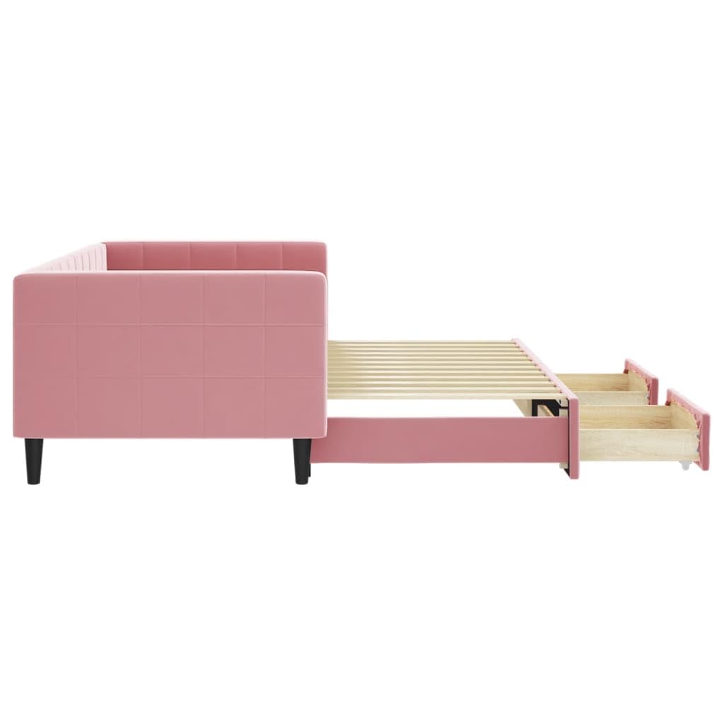 Sofa 2 w 1 z łóżkiem gniazdowym i szufladami, rozkładana dwuosobowa sofa z schowkiem, aksamitna tapicerka, drewniana i metalowa rama do salonu