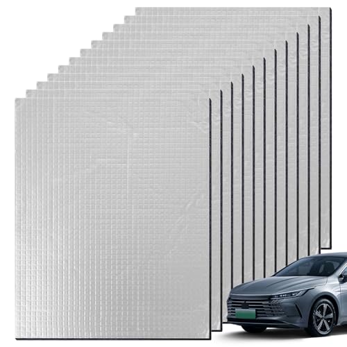 Esterilla aislante para coche, 12 unidades, 40 x 25 cm, autoadhesiva, 5 mm, aislamiento autoadhesivo, para aislamiento acústico, impermeable, ignífugo