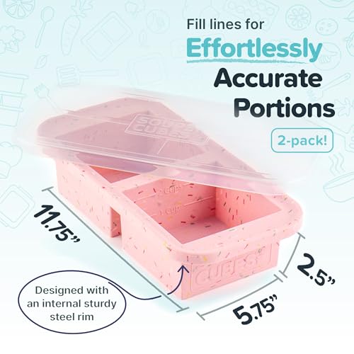 Image of Souper Cubes 2 Cup Silicone Food Freezer Mold, Cotton Candy, 2-Pack | 100% Platinum-Cured Silicone Freezer Cubes, Oven and Microwave Safe, Perfect for Freezing Lasagna, Casseroles and More